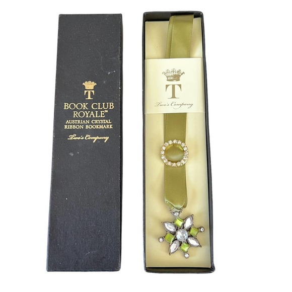 Book Club Royale Austrian Crystal Green Ribbon Bookmark - Picture 1 of 3